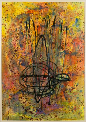 Guy wouete, Space body borders 2 yellowish abstract 2006