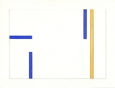 John suttorp, 1x geel3x blauw in wit vlak